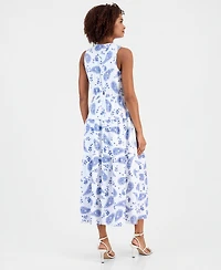 Robbie Bee Women's V-Neck Sleeveless Tiered Dress