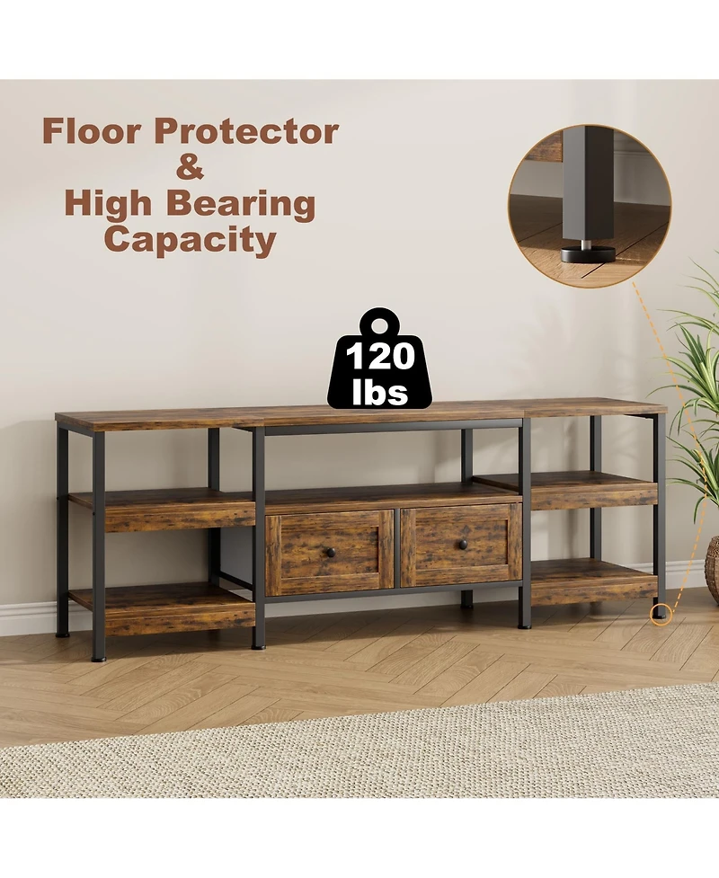 gaomon Rustic Industrial Metal Frame Tv Stand with Storage Drawer Media Console