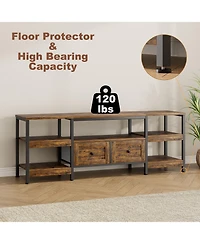 gaomon Rustic Industrial Metal Frame Tv Stand with Storage Drawer Media Console