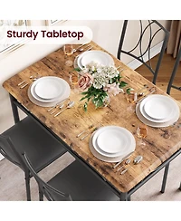 gaomon Dining Table Set for 4 with Chairs and 1 Retro Industrial Wooden Top Metal Legs Breakfast