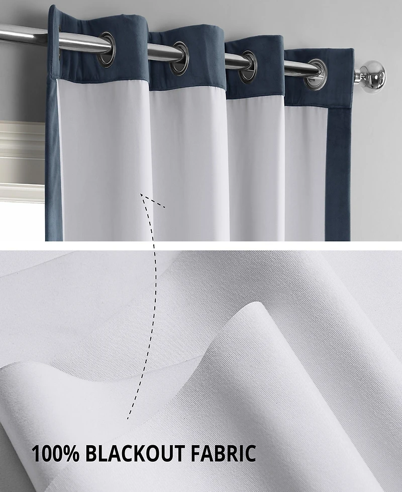 Half Price Drapes Midnight Blue Grommet Signature Velvet Blackout Curtain