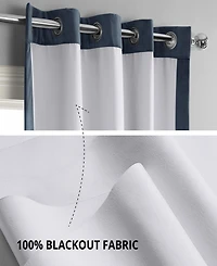 Half Price Drapes Midnight Blue Grommet Signature Velvet Blackout Curtain