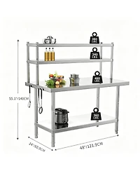 Yigii Stainless Steel Workbench with Shelves for Kitchen, Garage, Workshop