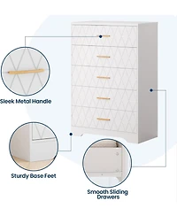 gaomon Tall Dresser for Bedroom with 5 Drawers, Wood Chest of Drawers Gold Handles, Modern Nightstand Bedside Closet, Wooden Storage Cabinet