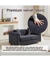 Streamdale Classic Modern Chesterfield Velvet Sofa, Rolled Arm Double Sofa