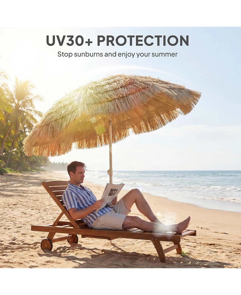 Outsunny Tiki Umbrella, Outdoor Hawaiian Style Patio Umbrella with Carry Bag