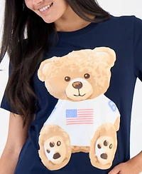 Grayson Threads, The Label Juniors' Teddy Usa Flag Bear Graphic T-Shirt