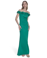 Eliza J Petite Off-The-Shoulder Floor Length Gown
