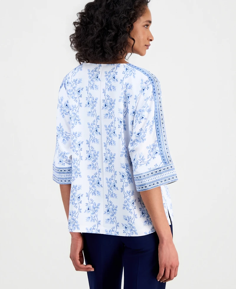 Anne Klein Women's 3/4-Sleeve Boat-Neck Top