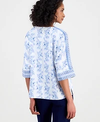 Anne Klein Women's 3/4-Sleeve Boat-Neck Top