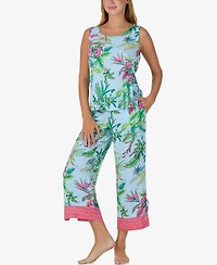 Sanctuary Women's Sleeveless Cami Top and Crop Pant, 2-Piece Pajama Set