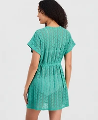 Miken Women's Crochet Tassel Short-Sleeve Swim Cover Up Kimono, Macy's Exclusive