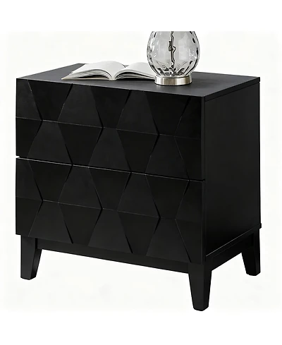 Modern 2-Drawer Side Table with Charging Station