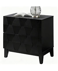 Modern 2-Drawer Side Table with Charging Station