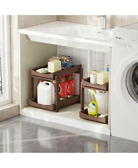 Yigii Adjustable 2-Tier Under Sink Organizer with Pull-Out Drawer for Home Use