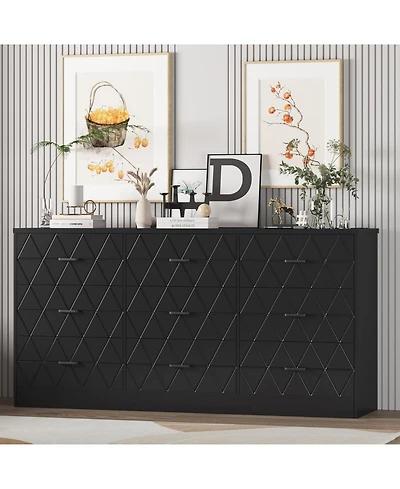 Gaomon 9 Drawer Dresser, 63 in Dresser for Bedroom with Power Outlet, Modern Drawer for Hallway, Living Room