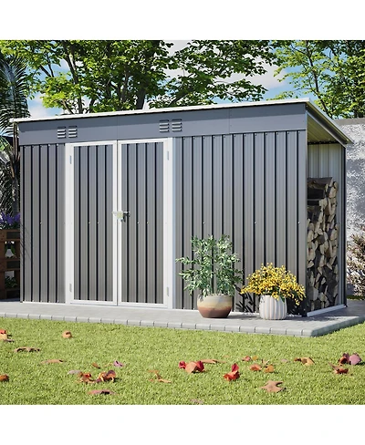 Streamdale Outdoor Metal Storage Shed with Lockable Door and Floor Frame