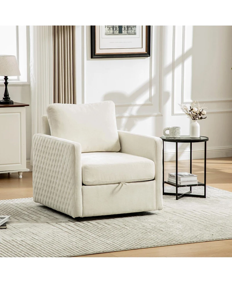 Streamdale Furniture Upholstered Swivel Armchair with Hidden Storage