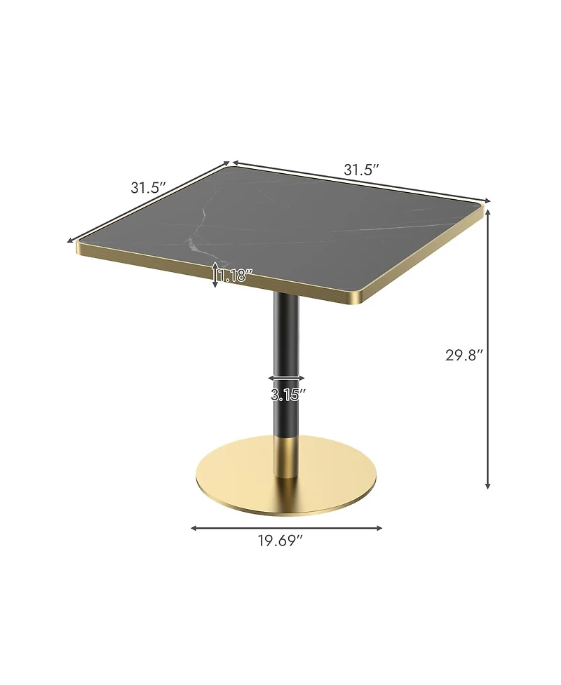 Streamdale Furniture Square Modern Dining Table 31.5" Bistro Tulip Table Faux Marble Top, Metal Frame