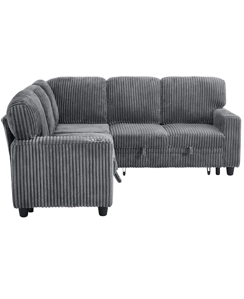 Streamdale L-Shaped Sectional Sofa Bed with Pull-Out Bed & Storage