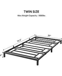 gaomon 6 Inch Twin Bed Frame No Box Spring Needed, Heavy Duty Metal Platform Bed Frame Twin Size for Bedroom Easy Assembly