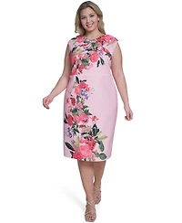 Eliza J Plus Floral Print Sheath Midi Dress