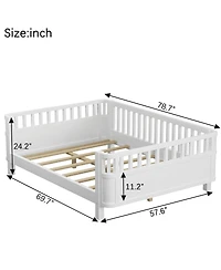 Streamdale Furniture Full Size Wood Platform Bed with Rails for Kids