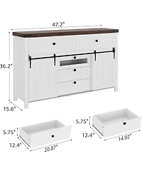 Gaomon Farmhouse 5 Drawers Dresser for Bedroom with Sliding Barn Doors, Wood Dresser & Chest of Drawers, Rustic Dresser Tv Stand, Dresser Organizer