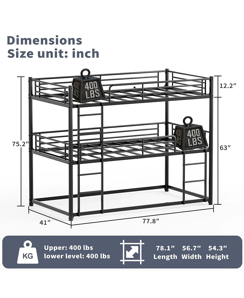 Streamdale Furniture twin over twin bunk bed with three levels