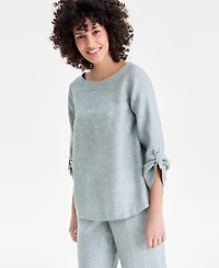 Charter Club Women's 100% Linen D-Ring Top, Created for Macy's