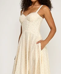 Alex & Sophia Women's Sweetheart Neck Clip Dot Midi Dress