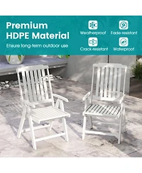 Gymax 2PCS Foldable Patio Chair w/Armrest Curved Back Slatted Seat for Backyard Deck