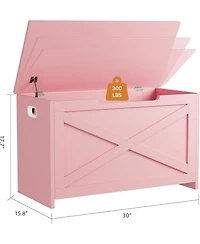 gaomon 30 Inch Wooden Storage Chest with Safety Hinge