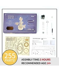 Robotime 3D Wooden Puzzle Mechanical Music Box,Diy Aircraft Model Kits to Build,Best Toy Gift for Teens,Adults on Birthday,Decoration for Room