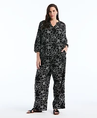Rafaella Plus Floral Embroidered Drawstring Pants