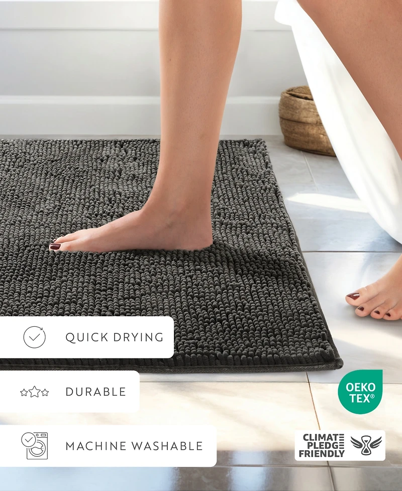 ienjoy Home Soft Absorbent Chenille Bath Mat, 24" x 17"