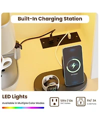 gaomon 68.7"Bar Cabinet,Kitchen Buffet with Hutch Wine with Charging Station,2 Drawers,10 Storage Shelves