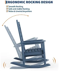 Gaomon Outdoor Rocking Chair Set of 2, Hdpe Weather Resistant Patio Rocking Chair Porch Rocker with Wood Texture & 380 Lbs Support for Deck, Pool