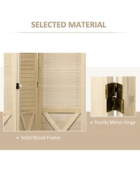 Homcom 4.7' 4 Panel Room Divider with Pegboard Display for Indoor, Natural