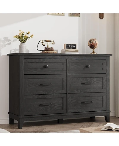 gaomon 6 Drawer Dresser, 47" Wide Wooden Storage Chest