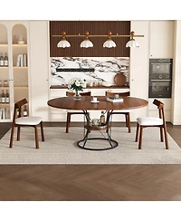 Streamdale Furniture 43" Round Extendable Dining Table Set for 4-6 with 4 Solid Wood Chairs