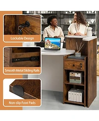 Mecale Front Reception Desk with Open Shelf and Drawer