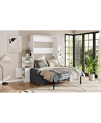Streamdale Furniture Queen Size Wall Murphy Bed with Sofa and Storage Cabinets
