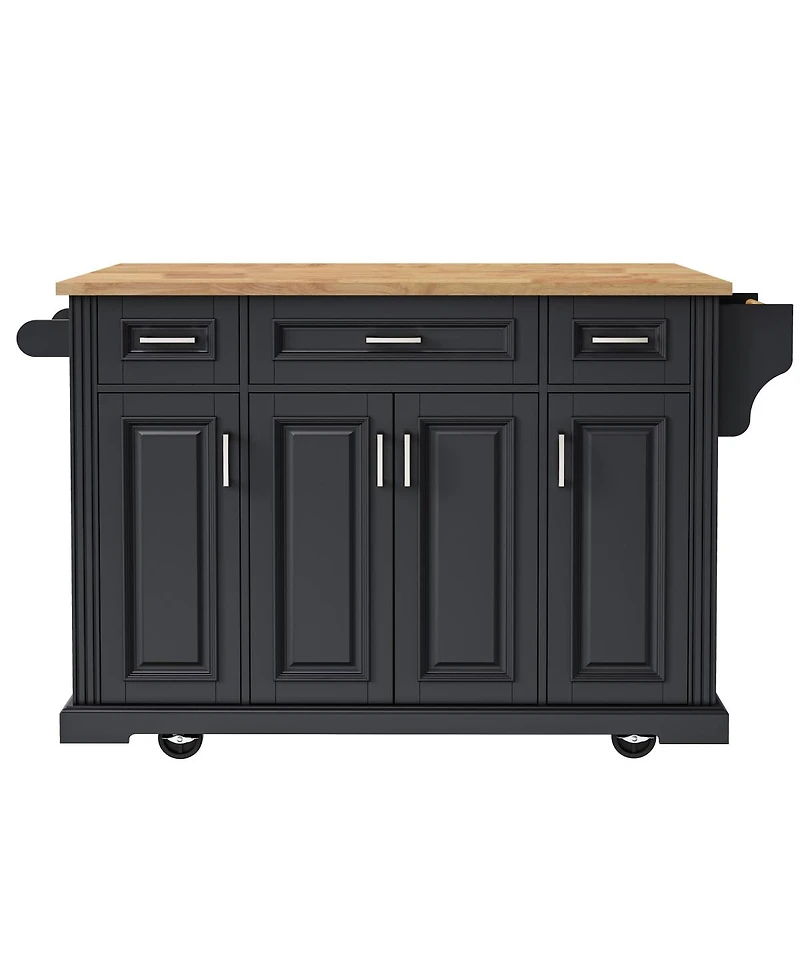 Streamdale Furniture Streamdale 54" Large Kitchen Island with Drop Leaf, Rolling Cart with 4 Doors, 3 Drawers
