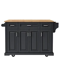 Streamdale Furniture Streamdale 54" Large Kitchen Island with Drop Leaf, Rolling Cart with 4 Doors, 3 Drawers