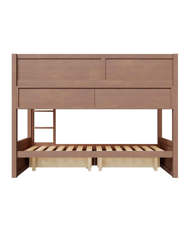 Streamdale Furniture Full Xl over Full Xl Bunk Bed with Storage, Led