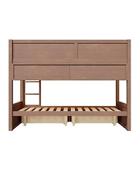 Streamdale Furniture Full Xl over Full Xl Bunk Bed with Storage, Led