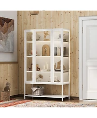 Streamdale Furniture Iron Display Cabinet with Glass Door and Led Lights
