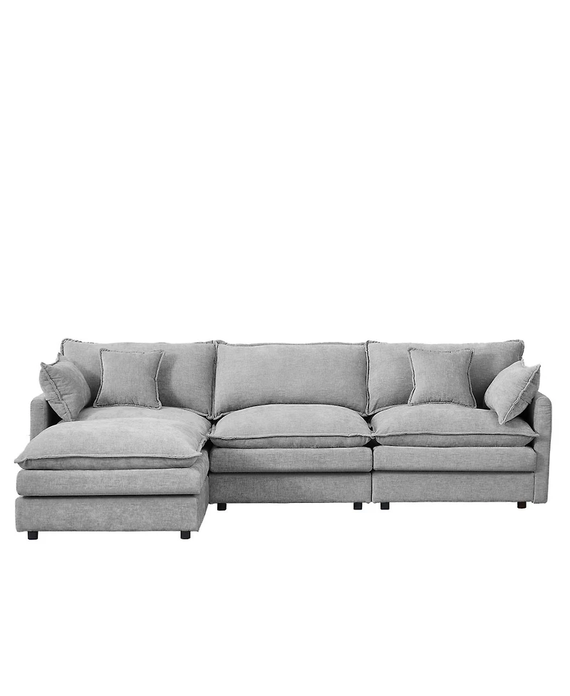 Streamdale Furniture Modular Sectional Sofa, 102" L-Shaped Couch Set, 3-Seater Cloud Couch with Ottoman