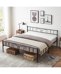 gaomon King Bed Frame Platform with Headboard and Footboard Metal Mattress Foundation Storage